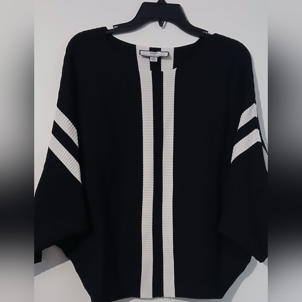 Hilary Radley Black and White Striped Sweater.